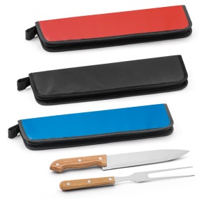 Kit Churrasco 2 Peças Aço Inox e Madeira com Estojo Personalizado