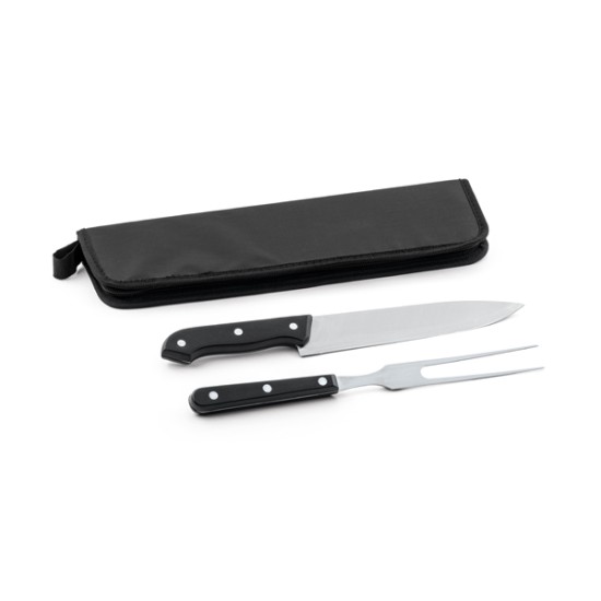 Kit Churrasco 2 Peças Aço Inox e PP com Estojo Personalizado