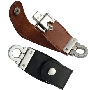 Pen Drive em Couro Preto e Marrom Personalizado