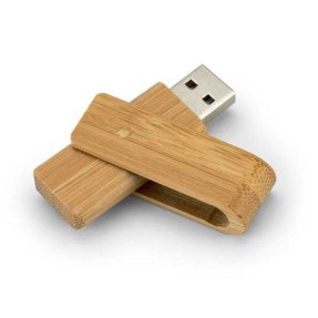 Pen Drive Giratório em Bambu Personalizado