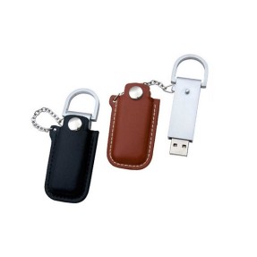 Pen Drive Chaveiro e corrente com Capa de Couro Personalizado