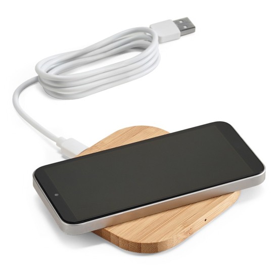 Carregador Indução Wireless de Bambu Personalizado