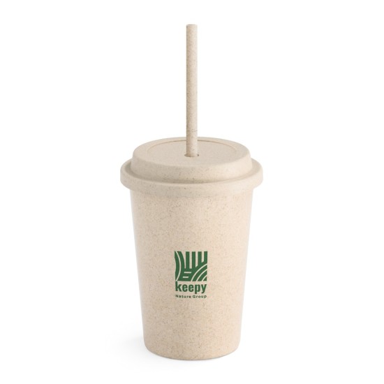 Copo de Bambu 450ml com Canudo Personalizado