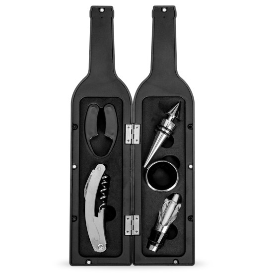 Kit para Vinho 5 Peças Formato de Garrafa Personalizado